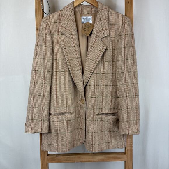 Pendleton Jackets & Blazers - Vintage 80's Miss Pendleton Tan Lined Button Up Blazer #1267 Size MED USA